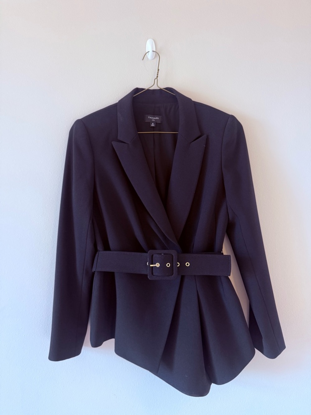 Tahari ASL Black Belted Asymmetrical Blazer Sz 6